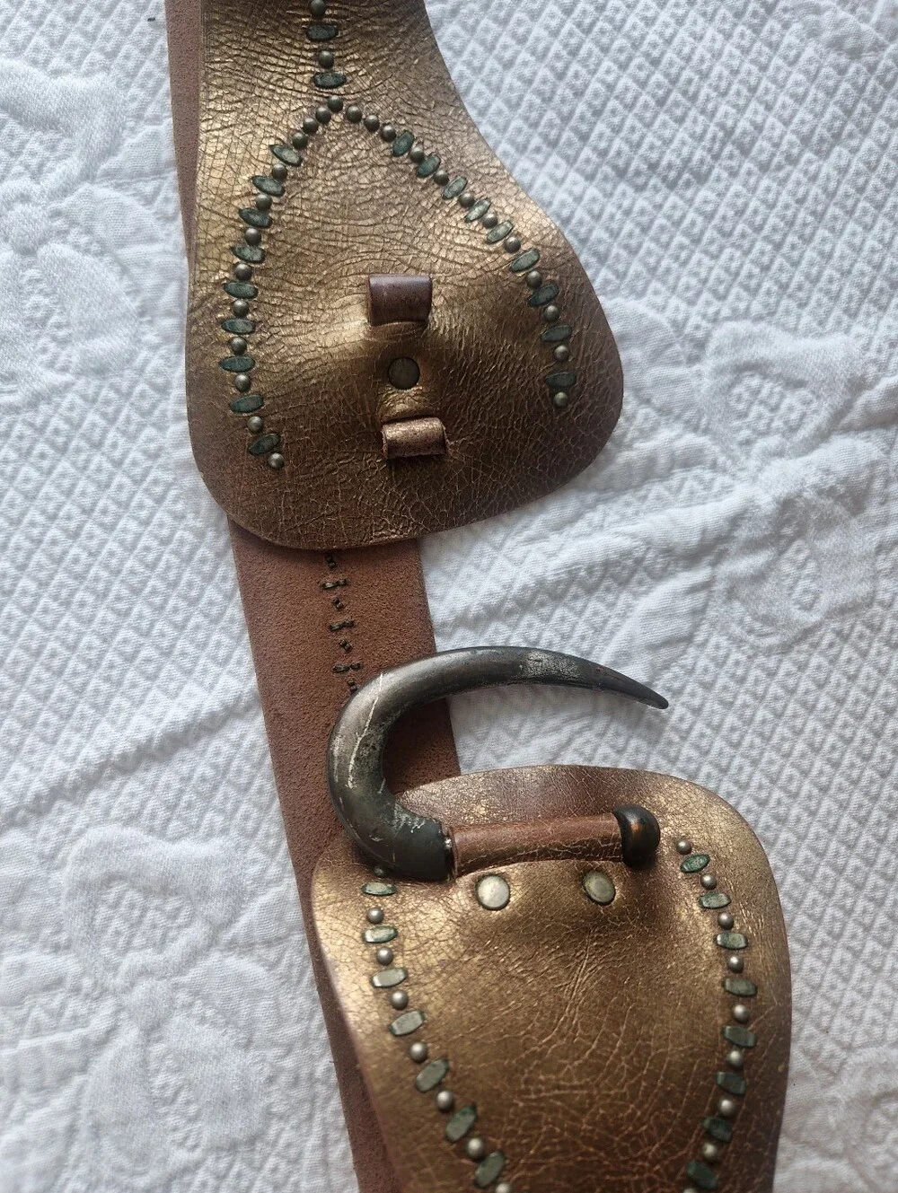 Bronze Studded Women’s Waist Belt with Curved Buckle Vintage